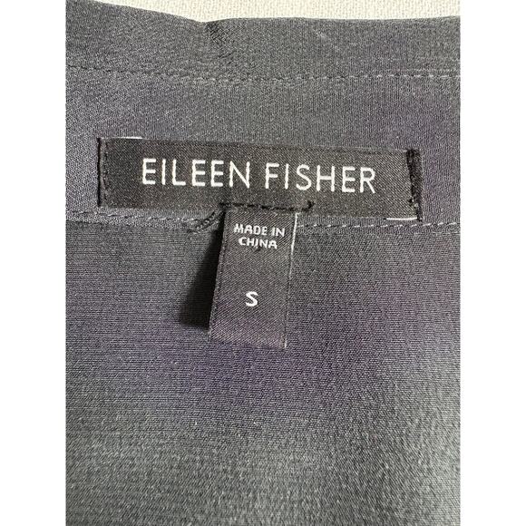 Eileen Fisher Silk Gray Button Down Dress Size S Roll Up Sleeves Front Pockets - Picture 8 of 12